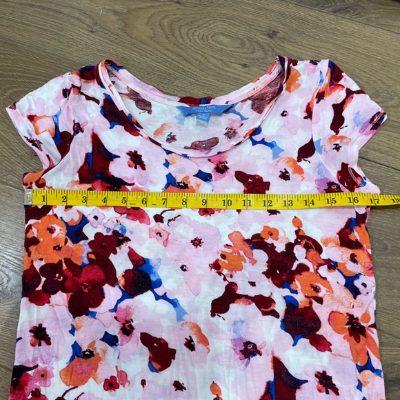 Simply Vera Wang Pink Floral Soft Lightweight Short Sleeve T-Shirt Medium - Picture 5 of 8